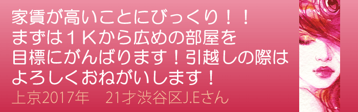 東京の家賃が高いことにびっくり!まずは1Kのお部屋から、広めのお部屋に引越しができるようがんばります